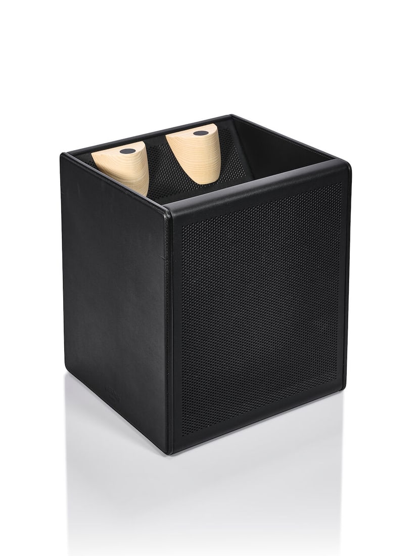 HERMÈS: BLACK SPAD LEATHER AND WOOD ODYSSEE TERRE MOBILE SPEAKER (Includes portable satell... - 4