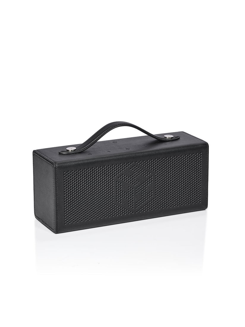 HERMÈS: BLACK SPAD LEATHER AND WOOD ODYSSEE TERRE MOBILE SPEAKER (Includes portable satell... - 6