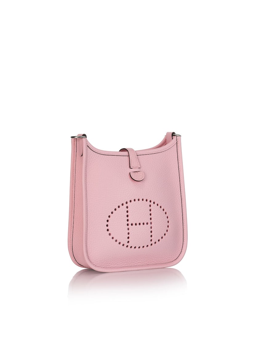 (NO RESERVE) HERMÈS: ROSE SAKURA CLEMENCE MINI EVELYNE 16 WITH PALLADIUM HARDWARE 2023 (Inc... - 2