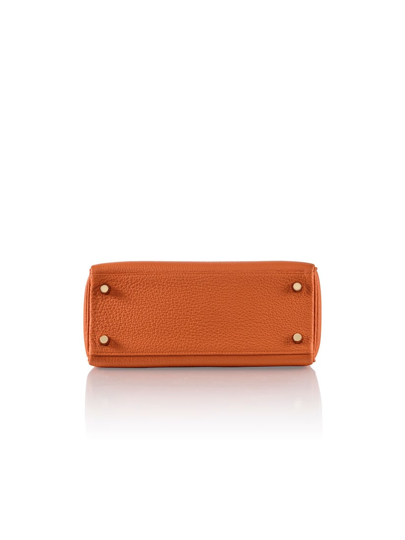 HERMÈS: ORANGE H TOGO RETOURNE KELLY 25 WITH GOLD HARDWARE 2023 (Includes strap, keys, padl... - 4