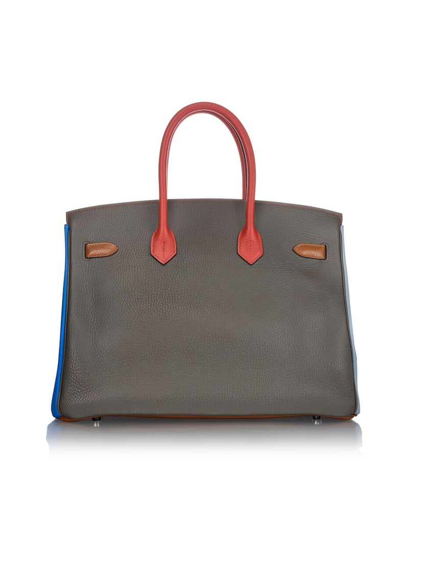 HERMÈS: LIMITED EDITION ORANGE H/SANGUINE/ETAIN/BLEU LIN/BLEU HYDRA/GOLD CLEMENCE BIRKIN 35... - 3
