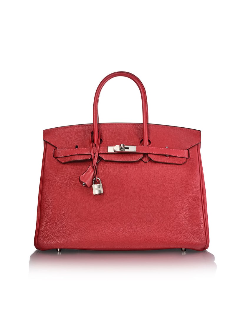 HERMÈS: ROUGE CASAQUE TOGO BIRKIN 35 WITH PALLADIUM HARDWARE 2011 (Includes keys, padlock a...: HERMÈS: ROUGE CASAQUE TOGO BIRKIN 35 WITH PALLADIUM HARDWARE 2011 愛馬仕：卡薩克紅TOGO牛皮柏金包35厘米