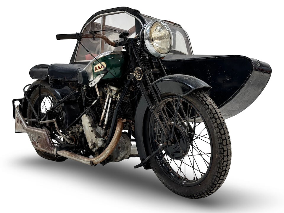 1930 BSA 499cc S30-13 Deluxe Motorcycle Combination Frame no. XH12225 Engine no. XP.3341.: 1930 BSA 499cc S30-13 Deluxe Motorcycle Combination Registration no. DX 8675 Frame no. XH12225 Engine no. XP.3341. During the 1930s its advertising slogan - 'One in Four is a BSA' - reflected the Birm