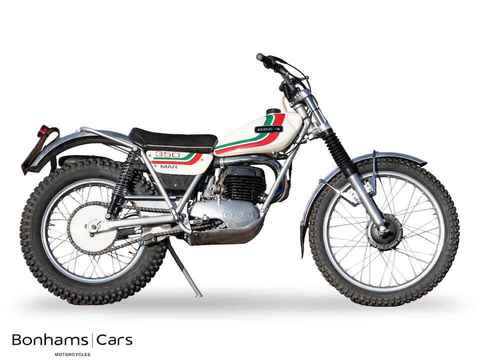 1975 Ossa 350cc MAR Trials Motorcycle Frame no. B-242242 Engine no. M-242242: 1975 Ossa 350cc MAR Trials Motorcycle Registration no. KKL 262N Frame no. B-242242 Engine no. M-242242 Founded in 1951, the Spanish firm of Ossa first achieved worldwide recognition when works rider S