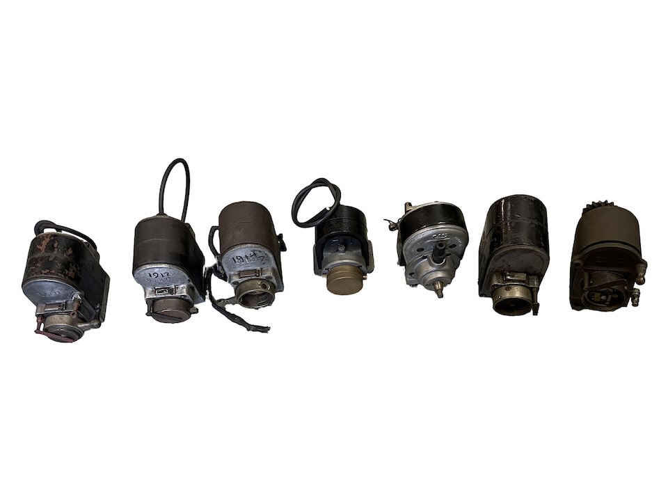 Seven magnetos: Seven magnetos including an EIC Type A1 Ref. D81598; a Thomson Bennett Type AC1; a CAV WD21382, numbered 3U1 21382; a UH Horseshoe, stamped A1 159811; a Bosch Type ZEV, numbered 1918997, 50 degrees; a