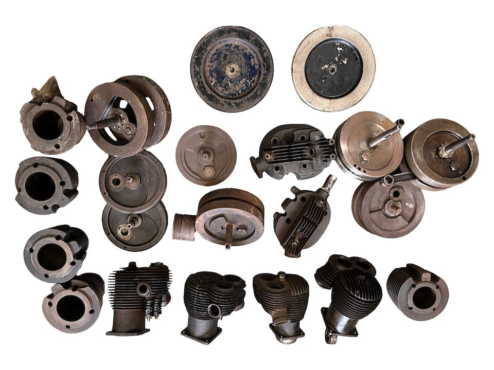 A good quantity of cylinder heads, barrels, crankshafts and flywheels; (1 of 5)