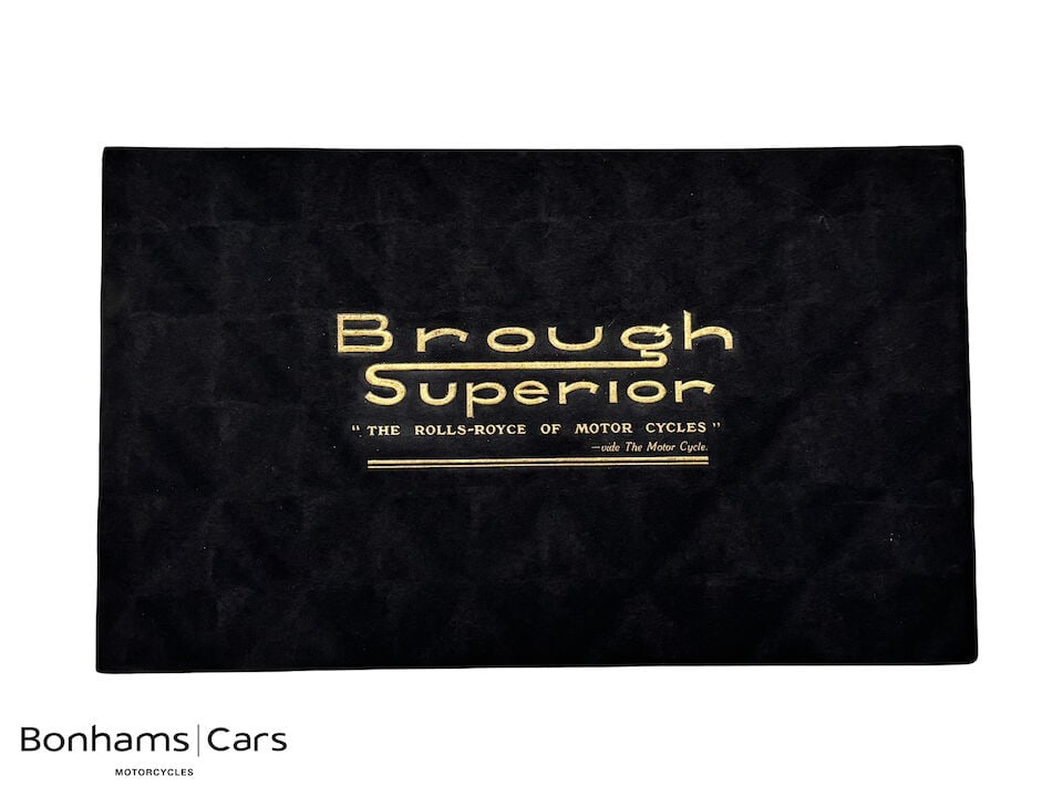 A Brough Superior range brochure: A Brough Superior range brochure black embossed card covers, with illustrations, specifications and details for SS100, SS80 Special, 11.50 Special and Alpine Grand Sports sidecar. Footnotes: BUYER'S P