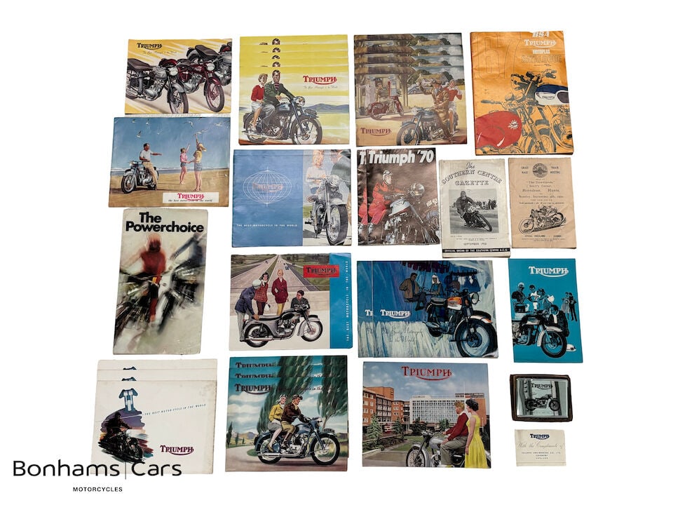 A selection of Triumph brochures and a Triumph mirrored paperweight ((Qty)) (1 of 9)