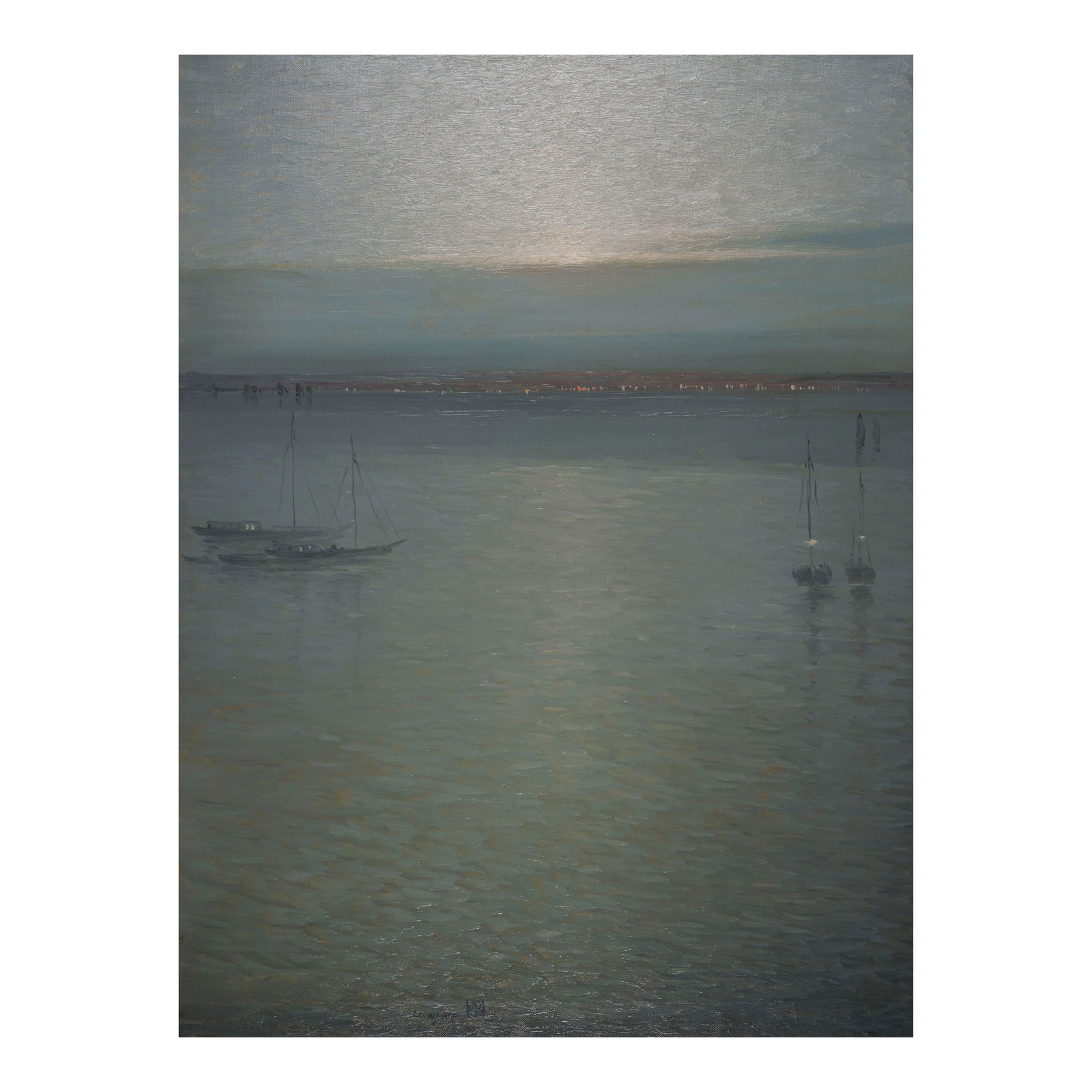 Leon Dabo (1868-1960) Morning Light on the Sound 36 x 27 in. (91.4 x 68.5 cm.) (Painted circa 1...: Leon Dabo (1868-1960) Morning Light on the Sound signed 'Leon Dabo' (lower center) oil on canvas 36 x 27 in. (91.4 x 68.5 cm.) Painted circa 1900. Footnotes: Provenance Jordan-Volpe Galler