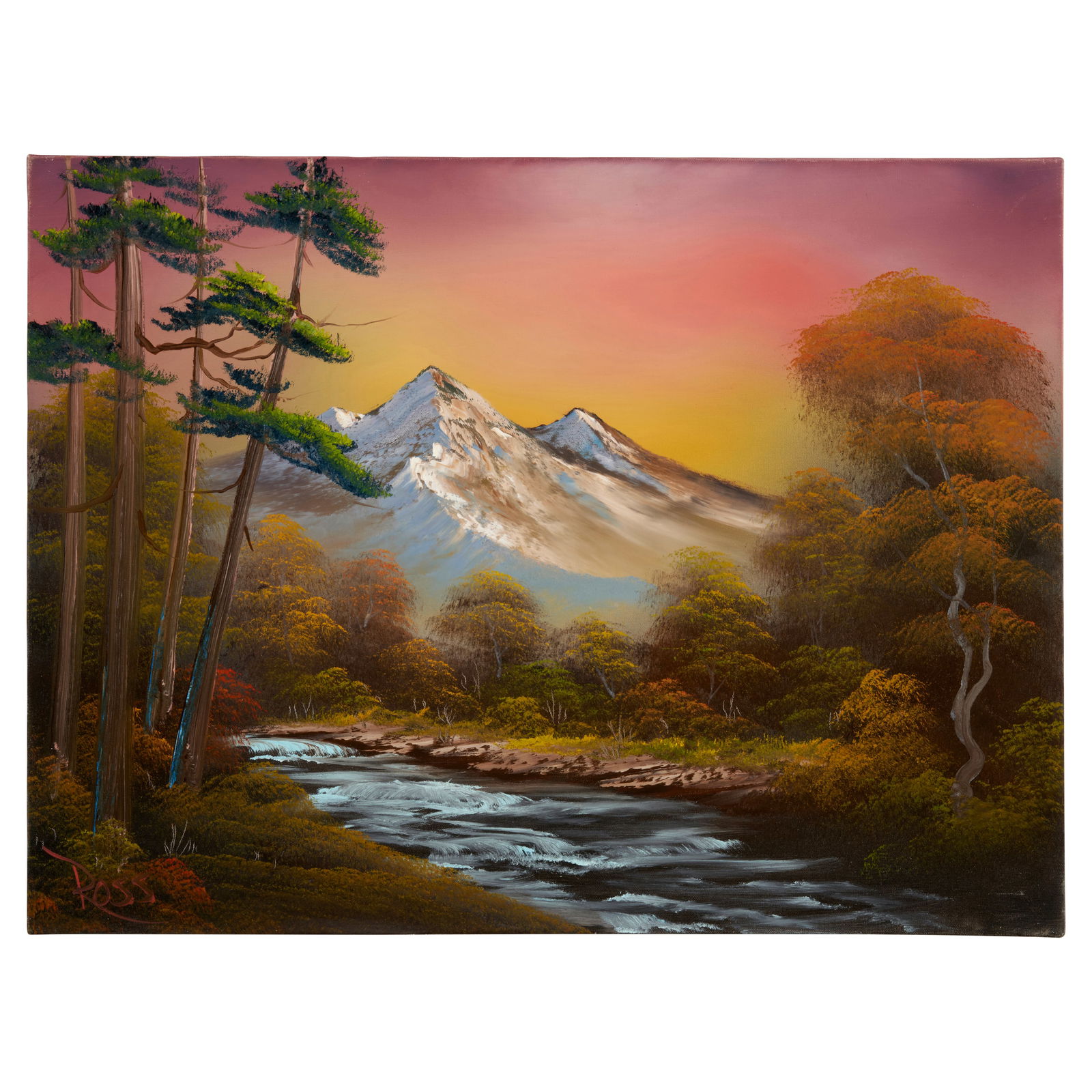 Bob Ross (1942-1995) Change of Seasons 18 x 24 in. (45.7 x 61.0 cm.) (Painted in 1990.): Bob Ross (1942-1995) Change of Seasons signed 'Ross' (lower left) and inscribed '#2011 TV 19 APR 90' (on the stretcher) Bob Ross Wet-on-Wet Technique® on canvas 18 x 24 in. (45.7 x 61.0 cm.) Pain