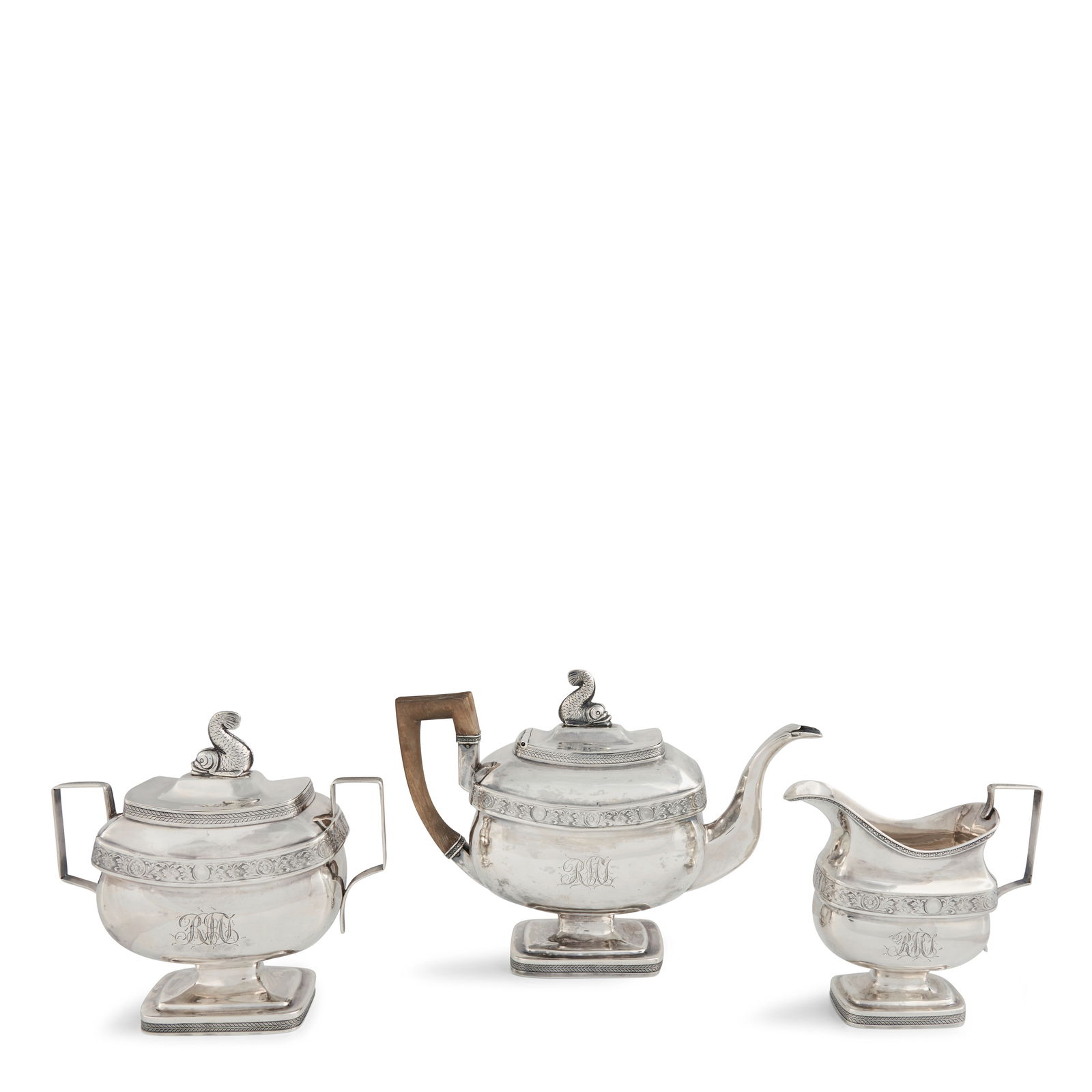 Three-piece Coin Silver Tea Service Charles Louis Boehme (1774-1868), Baltimore, Maryland, dated... (1 of 1)
