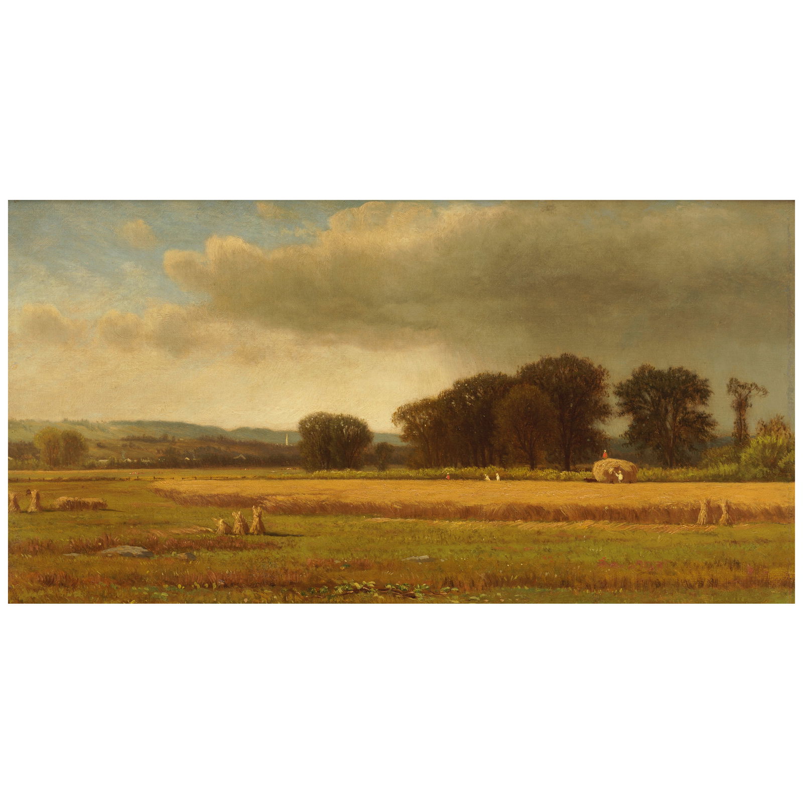 James Augustus Suydam (1819-1865) Harvest Time 10 1/2 x 20 1/8 in. (26.7 x 51.1 cm.): James Augustus Suydam (1819-1865) Harvest Time oil on canvas 10 1/2 x 20 1/8 in. (26.7 x 51.1 cm.) Footnotes: Provenance Mr. and Mrs. I. David Orr, New York. By descent to the present owner within the