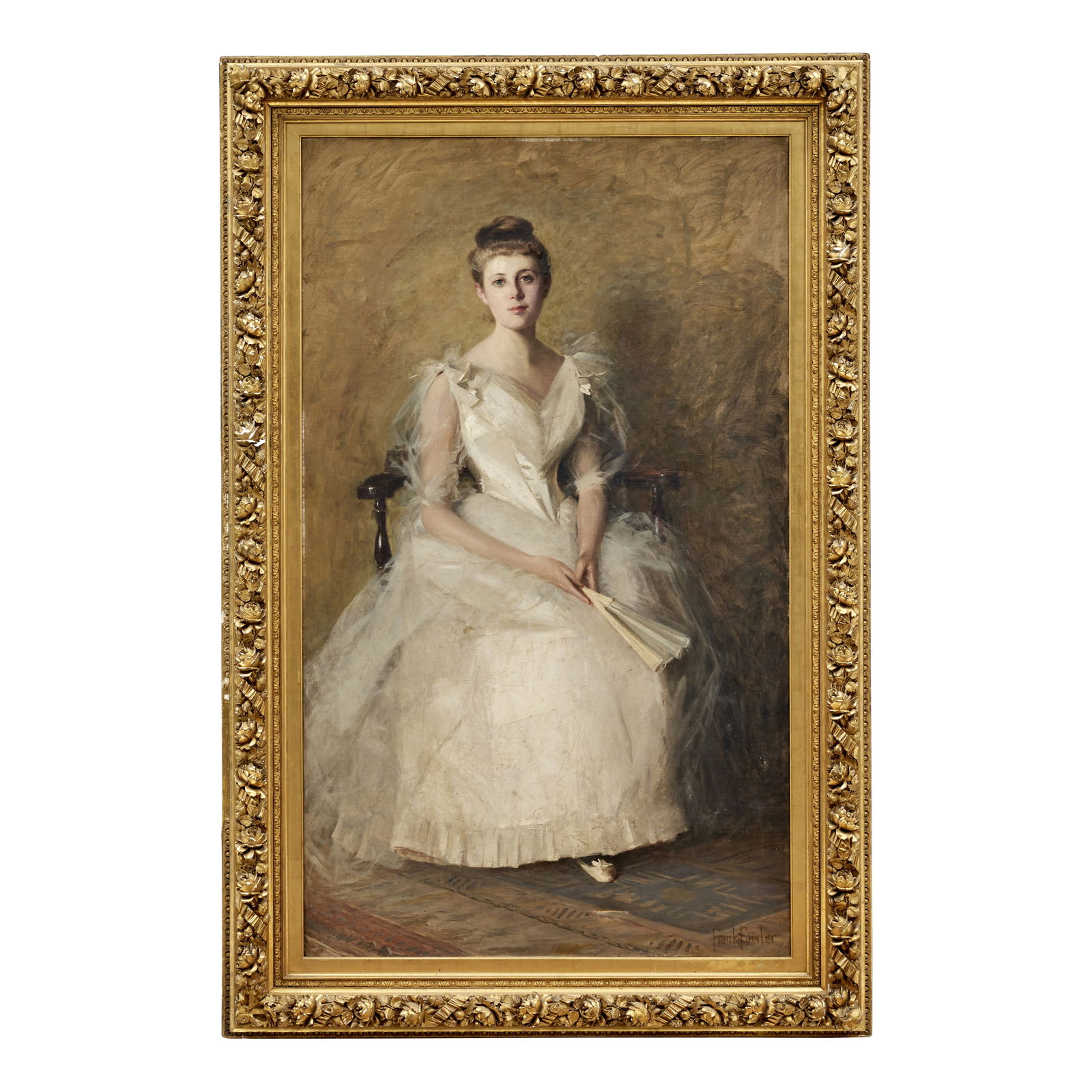 Frank Fowler (1852-1910) Portrait of a Lady in White 67 x 40 in. (170.2 x 101.6 cm.) (1 of 1)