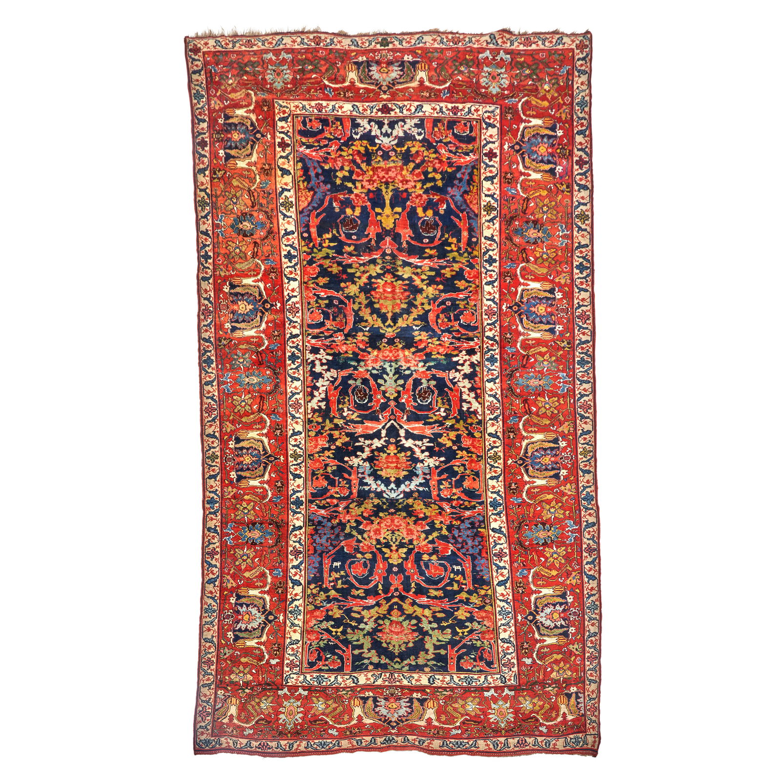 Bidjar Carpet 10 ft. 5 in. x 17 ft. 6 in.: Bidjar Carpet c. 1880, a large and artfully drawn Bidjar carpet with good pile and a wide array of vivid natural colors. Woven on an all-wool foundation of red wefts and ivory warps. 10 ft. 5 in. x 17