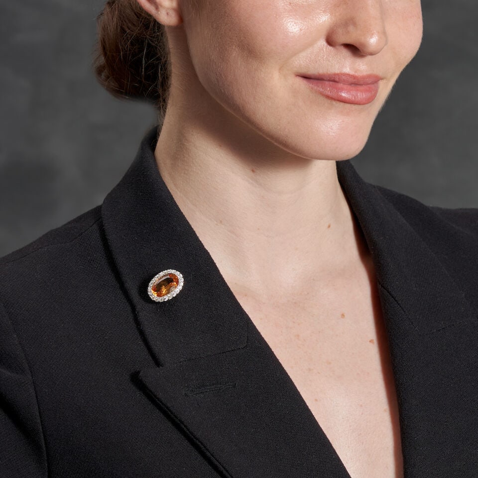 TIFFANY & CO.: AN ANTIQUE TOPAZ AND DIAMOND BROOCH - 2