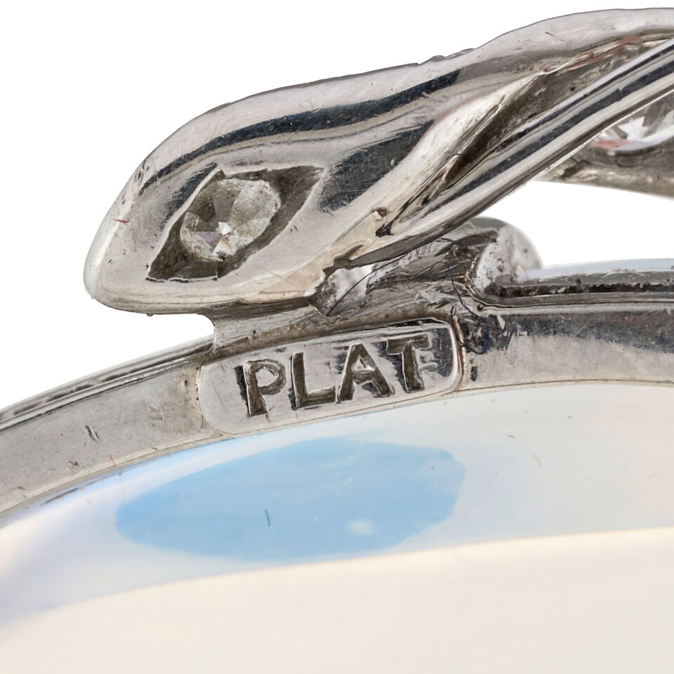 A MOONSTONE, SAPPHIRE, AND DIAMOND PENDANT - 5