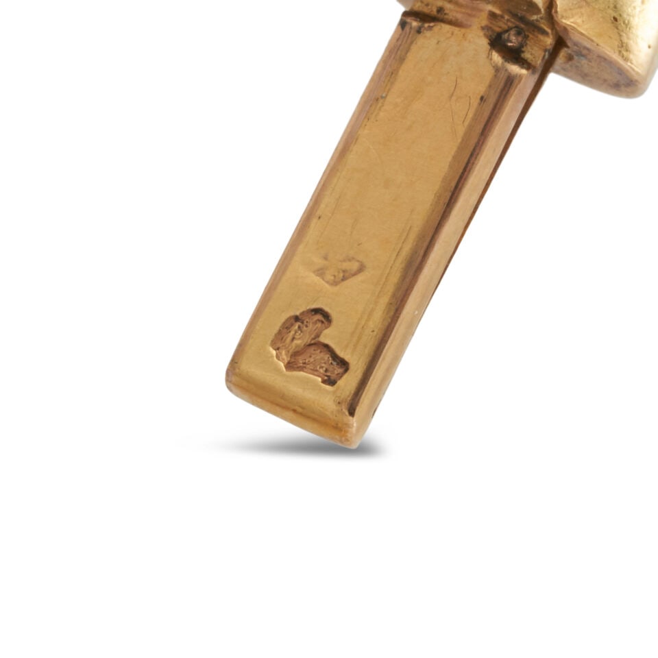 AN ANTIQUE 18K GOLD, GARNET, AND DIAMOND BANGLE BRACELET, FRANCE - 3