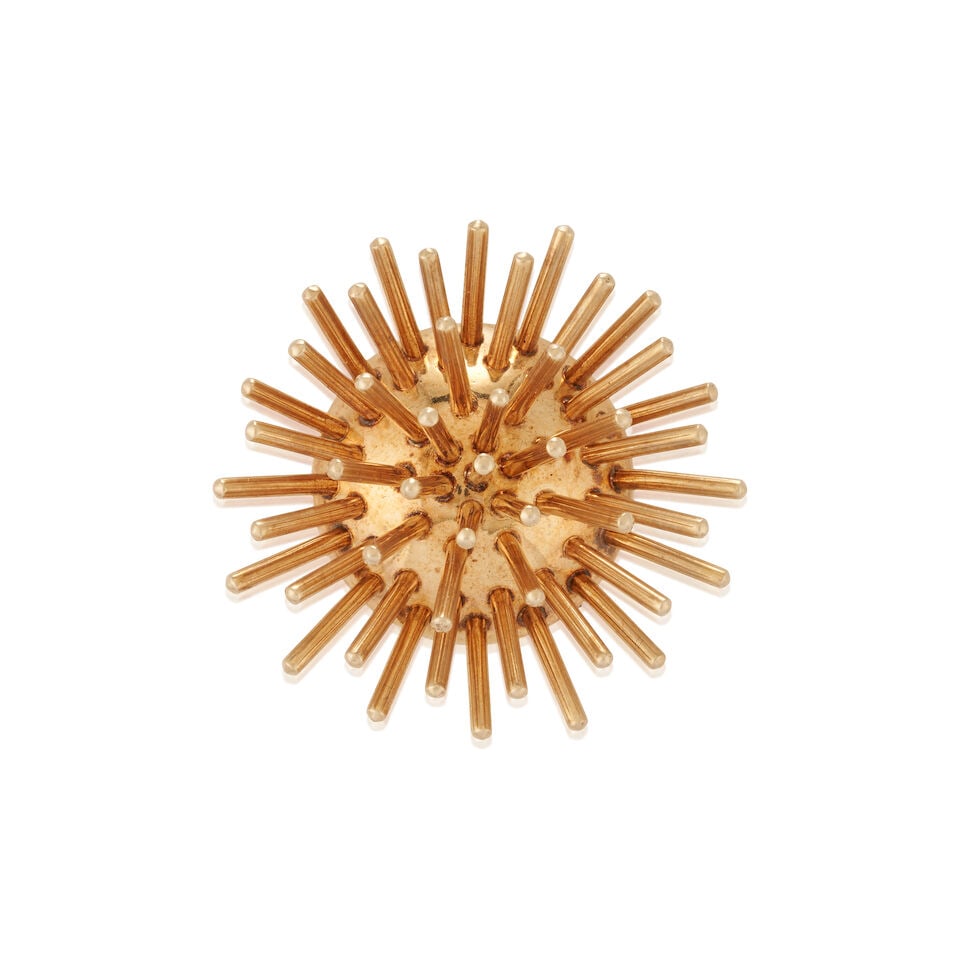 CARTIER: A 14K GOLD SPUTNIK BROOCH: CARTIER: A 14K GOLD SPUTNIK BROOCH Weight 21.0 dwt, signed Cartier, length 1 13/16 in. For further information on this lot please visit Bonhams.com For further information about this lot please