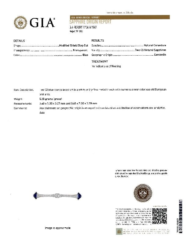 TIFFANY & CO.: AN ART DECO PLATINUM, SAPPHIRE, AND DIAMOND BAR PIN - 5