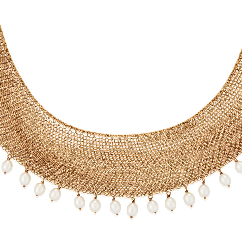 ELSA PERETTI FOR TIFFANY & CO.: AN 18K GOLD AND FRESHWATER CULTURED PEARL NECKLACE - 5