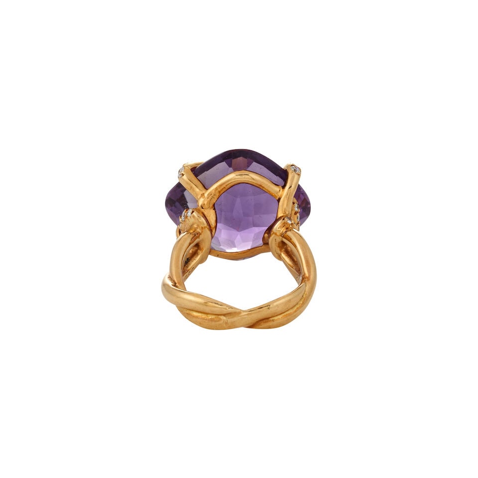 CHANEL: AN 18K GOLD, AMETHYST, AND DIAMOND RING, FRANCE - 4