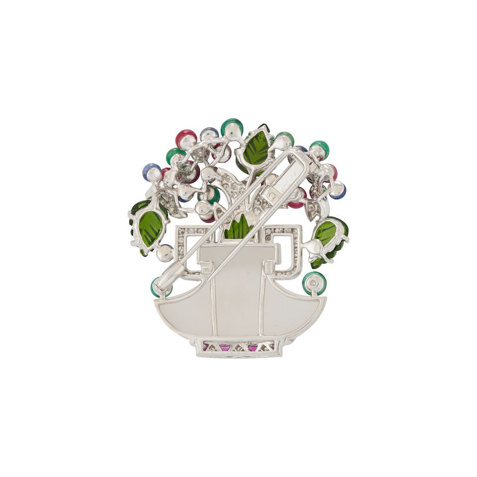 ROBERTO LEGNAZZI: A ROCK CRYSTAL, GEM-SET, AND DIAMOND GIARDINETTI BROOCH, ITALY - 5