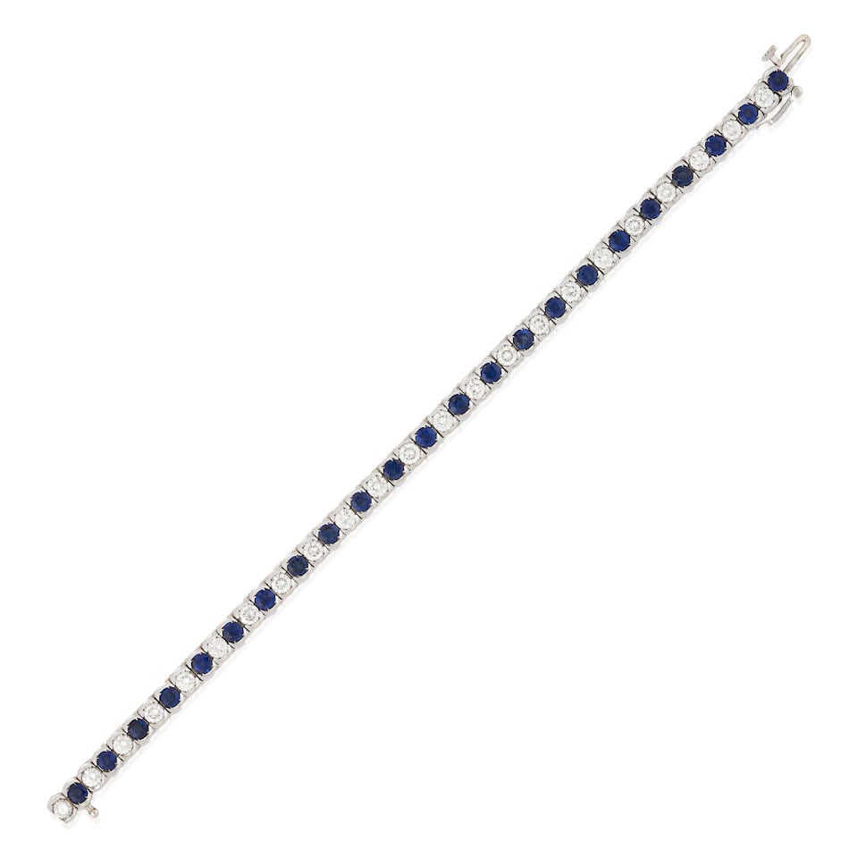 A WHITE GOLD, SAPPHIRE, AND DIAMOND BRACELET (1 of 4)