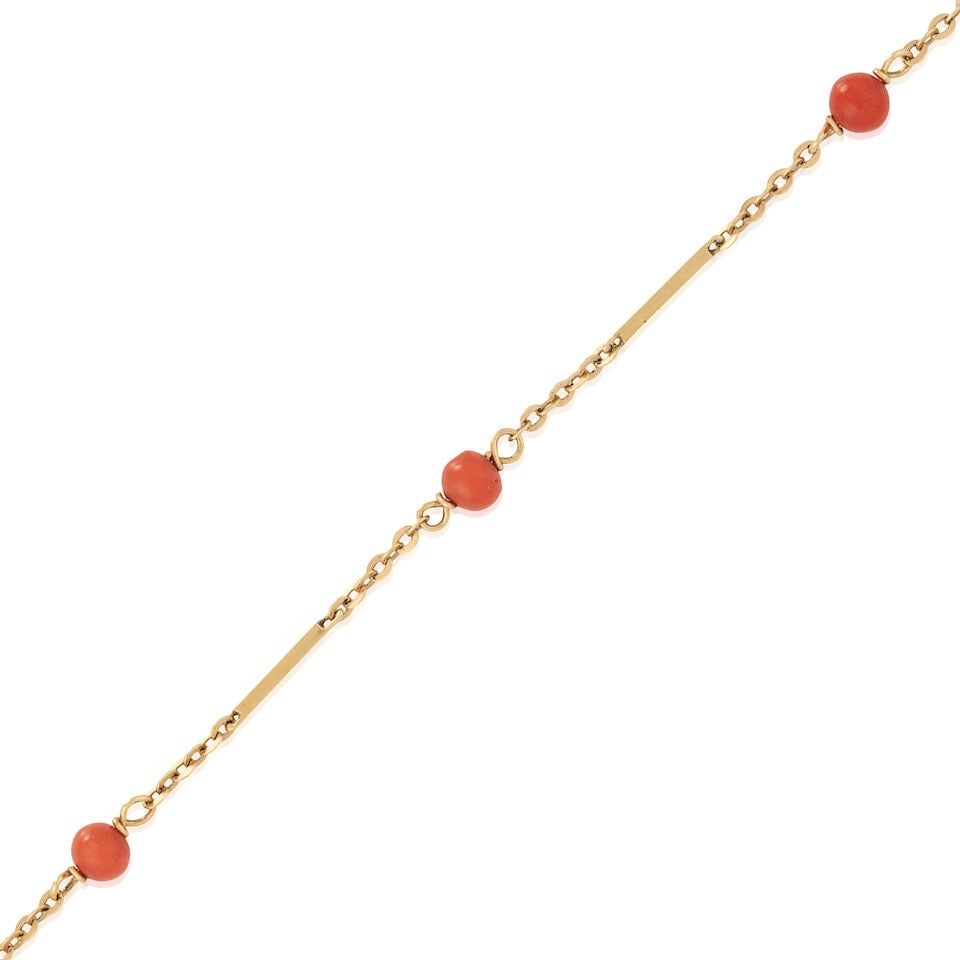 A 14K GOLD AND CORAL NECKLACE - 4