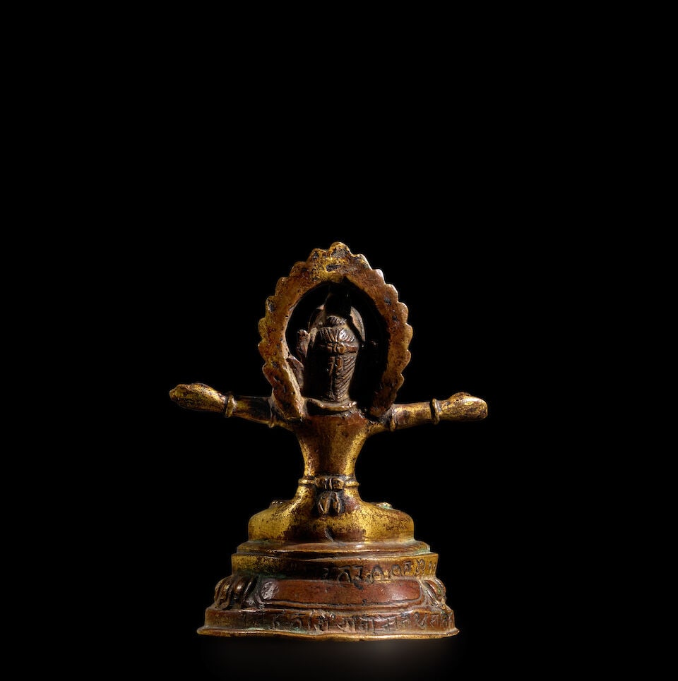 A GILT COPPER ALLOY FIGURE OF INDRA NEPAL, DATED 1846 - 2