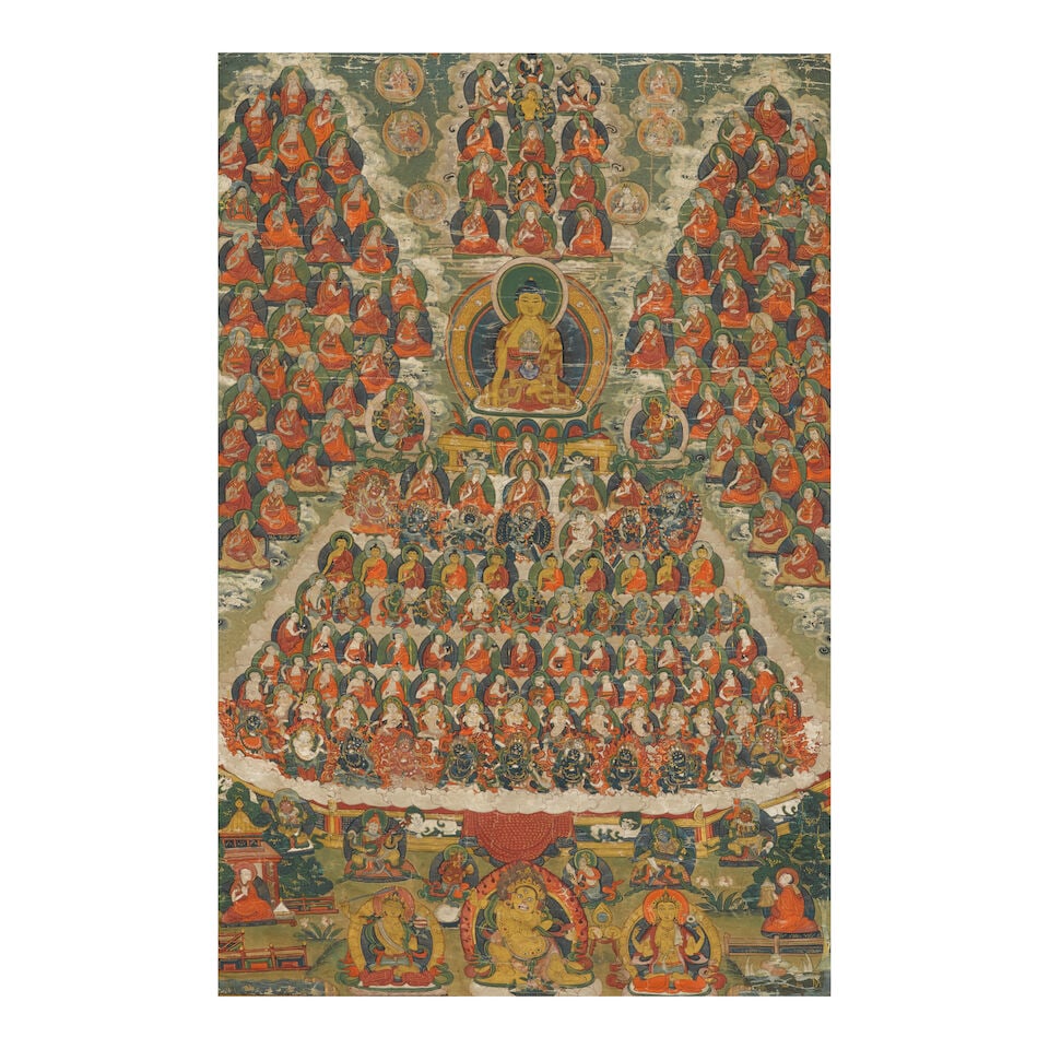 A THANGKA OF A REFUGE FIELD CENTRAL TIBET, 19TH CENTURY (1 of 1)