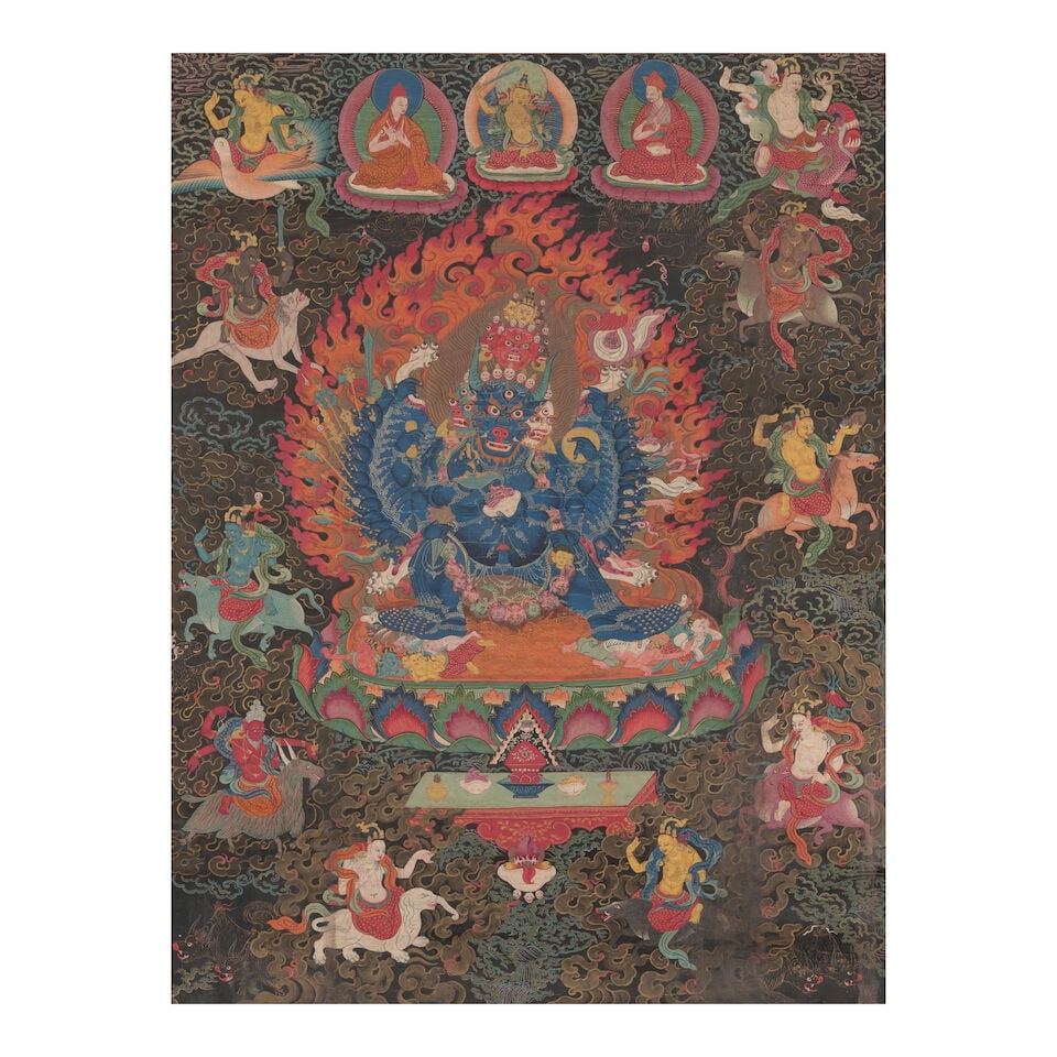 A THANGKA OF VAJRABHAIRAVA TIBET, MID 20TH CENTURY (1 of 2)