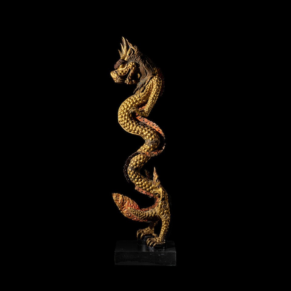 A GILT COPPER ALLOY REPOUSSÉ DRAGON MONGOLIA, 19TH CENTURY - 2