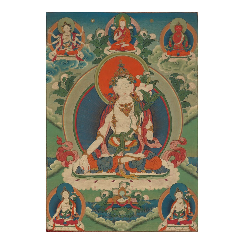 A THANGKA OF WHITE TARA TIBET, 19TH CENTURY (1 of 2)