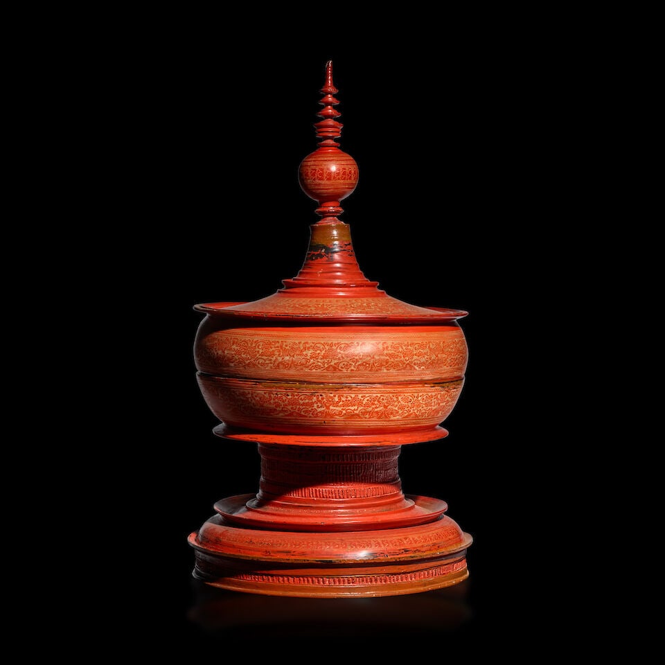A RED LACQUER TEMPLE OFFERING VESSEL BURMA, EARLY 20TH CENTURY (1 of 1)