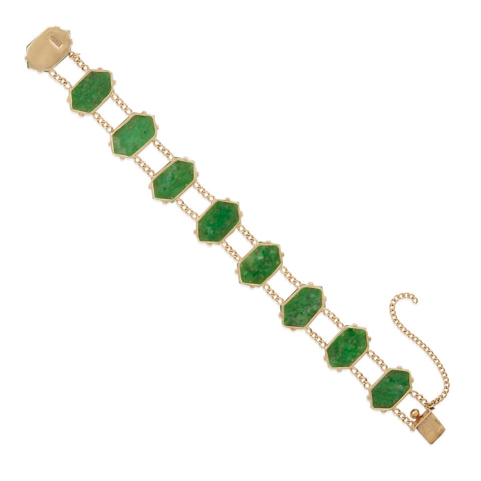14K GOLD AND JADE BRACELET - 2