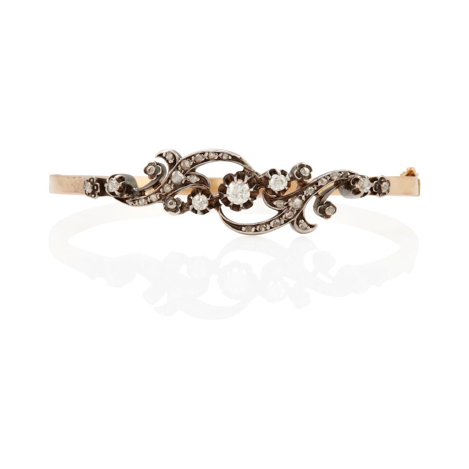 ANTIQUE GOLD, SILVER AND DIAMOND BRACELET - 2