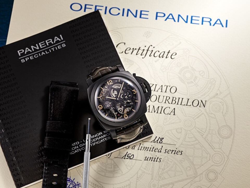 PANERAI | LUMINOR 1950 TOURBILLON GMT LO SCIENZIATO, REF.PAM00528, A RARE LIMITED EDITION CERAMI... - 4