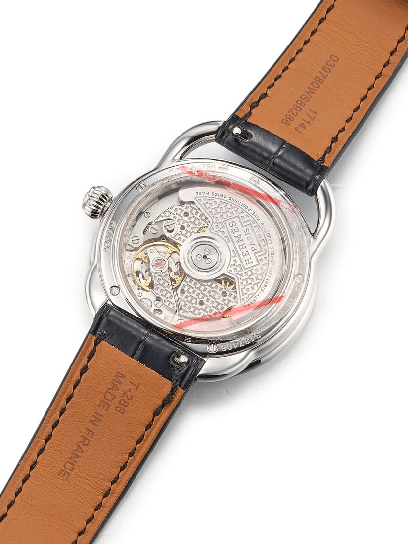 HERMÈS | ARCEAU H DÉCO, AR6.A9A, A WHITE GOLD AND DIAMOND-SET WRISTWATCH WITH BLACK MO... - 3