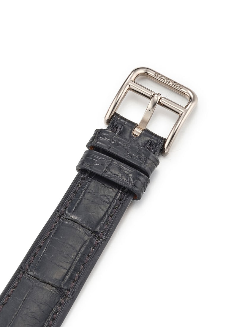 HERMÈS | ARCEAU H DÉCO, AR6.A9A, A WHITE GOLD AND DIAMOND-SET WRISTWATCH WITH BLACK MO... - 4