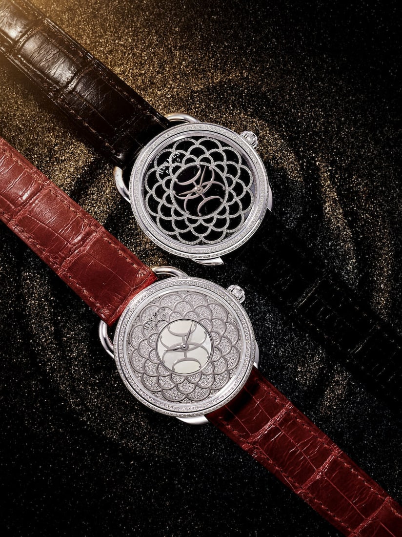 HERMÈS | ARCEAU H DÉCO, AR6.A9A, A WHITE GOLD AND DIAMOND-SET WRISTWATCH WITH BLACK MO... - 6