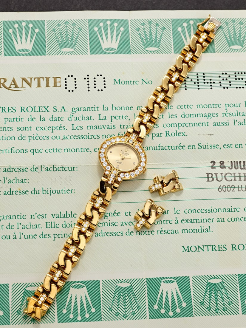 ROLEX | CELLINI, REF.2435, A YELLOW GOLD AND DIAMOND-SET BRACELET WATCH, CIRCA 1991 - 4