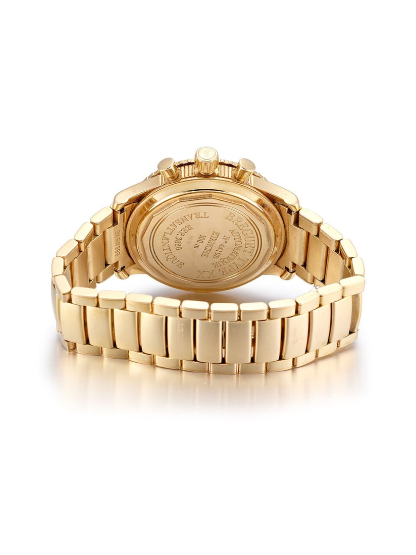 BREGUET | TYPE XX TRANSATLANTIQUE, REF.3820, A YELLOW GOLD CHRONOGRAPH BRACELET WATCH, CIRCA 2000 - 2