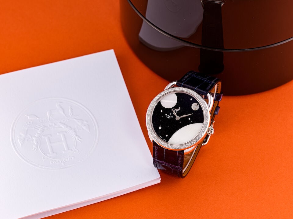 HERMÈS | ARCEAU PETITE LUNE, AR7.C93, A LIKE NEW WHITE GOLD AND DIAMOND-SET WRISTWATCH WITH... - 5