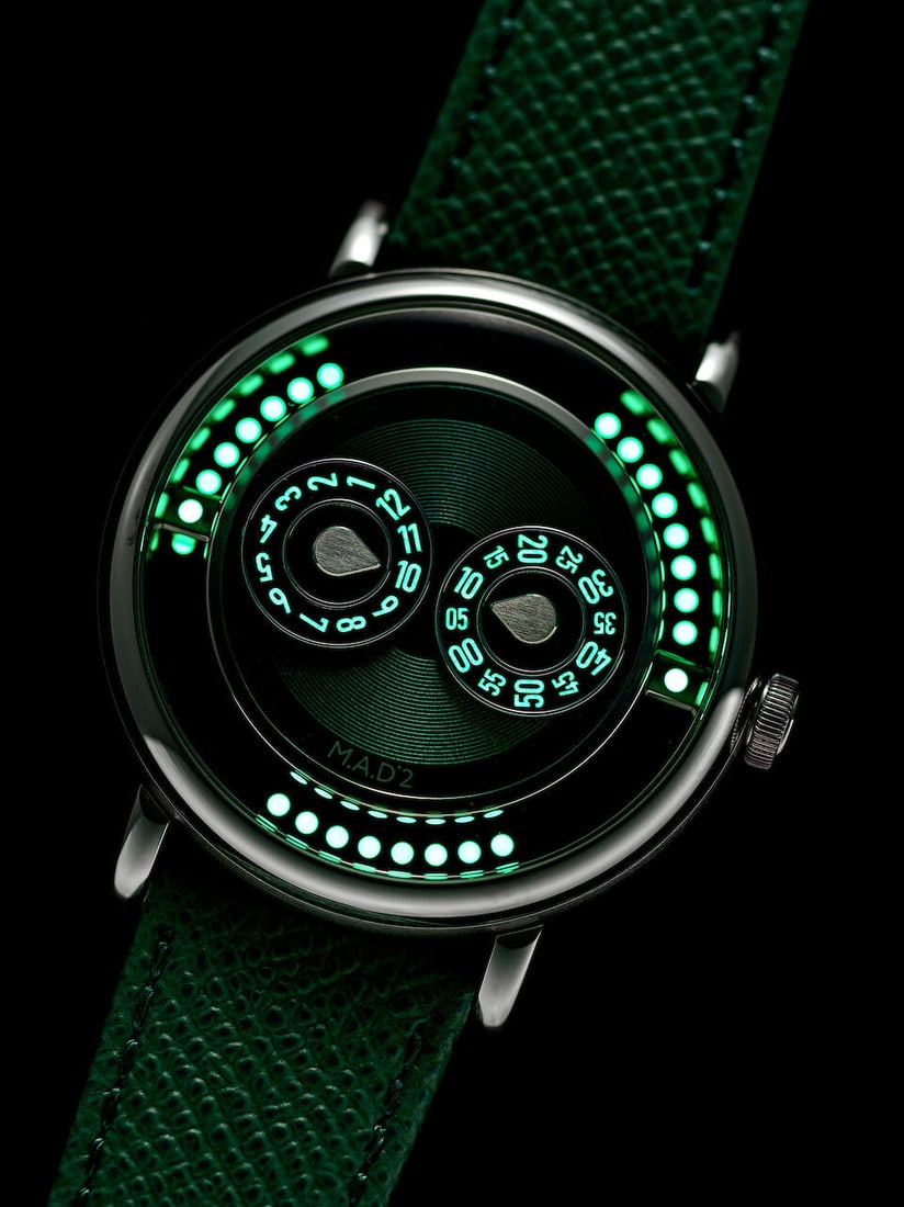 MB&F X M.A.D. EDITIONS | M.A.D.2 'GREEN', A BRAND NEW PLAYFUL STAINLESS STEEL JUMPING HOUR WRIST... - 3