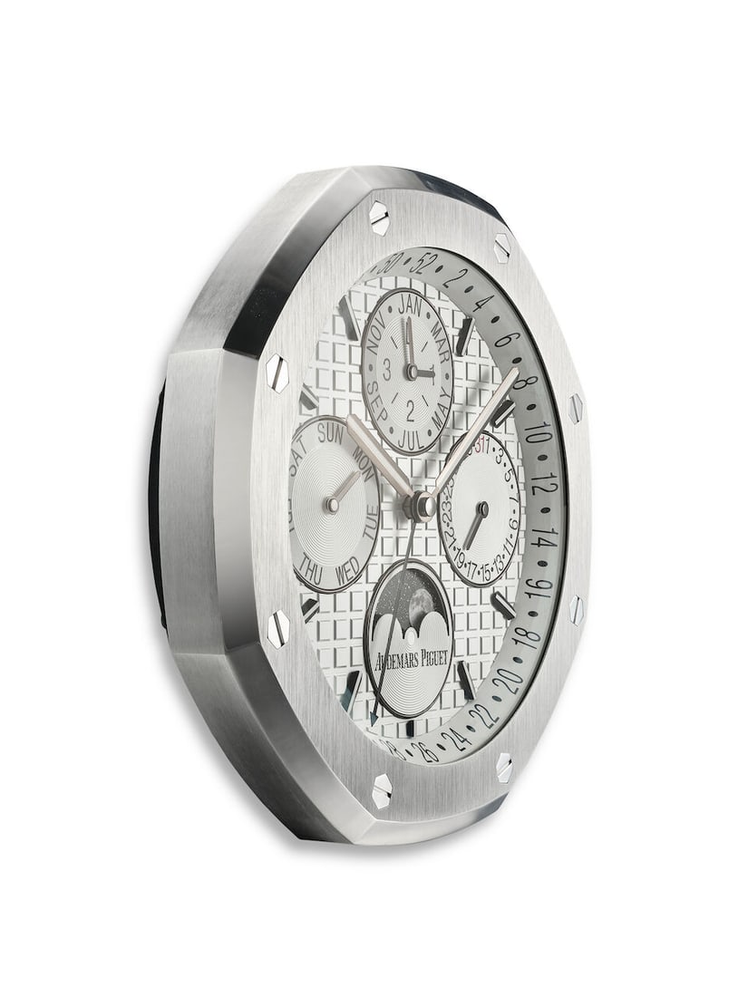 AUDEMARS PIGUET | ROYAL OAK, A RARE STAINLESS STEEL PERPETUAL CALENDAR WALL CLOCK WITH MOON PHAS... - 3