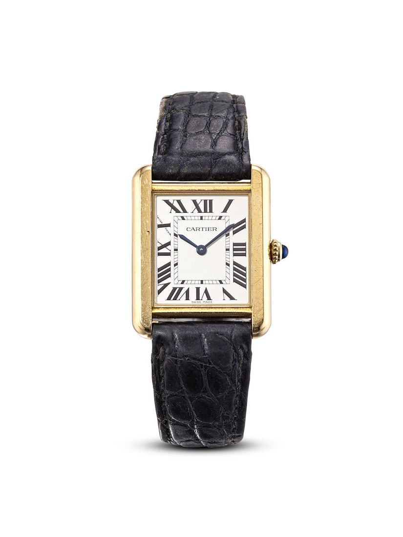 [NO RESERVE] CARTIER | TANK SOLO, REF.3168, A YELLOW GOLD WRISTWATCH, CIRCA 2010: [NO RESERVE] CARTIER | TANK SOLO, REF.3168, A YELLOW GOLD WRISTWATCH, CIRCA 2010 Case No: 775052UX Calibre: 157, quartz, signed Dial: Silvered, signed Case: 24.5 31mm (including lugs), 18k yellow gold