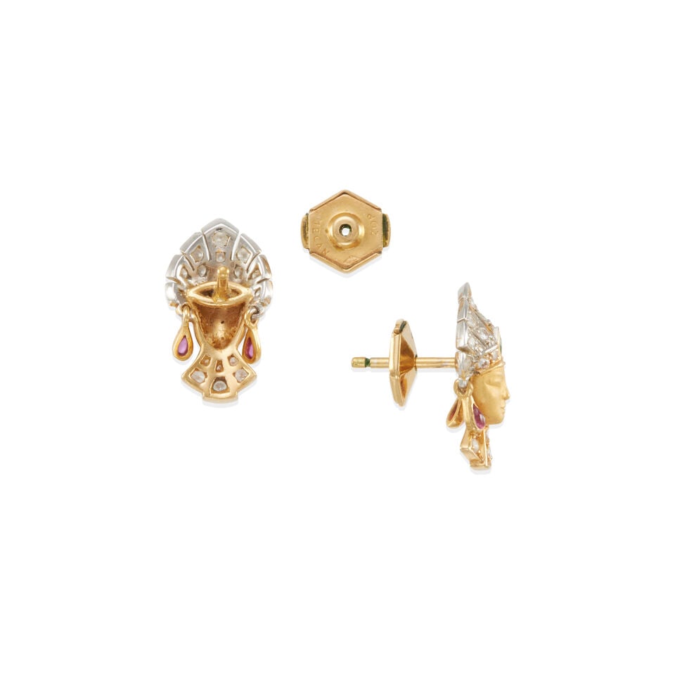 CARRERA Y CARRERA: PAIR OF 18K BICOLOR GOLD AND GEM-SET EARRINGS - 2