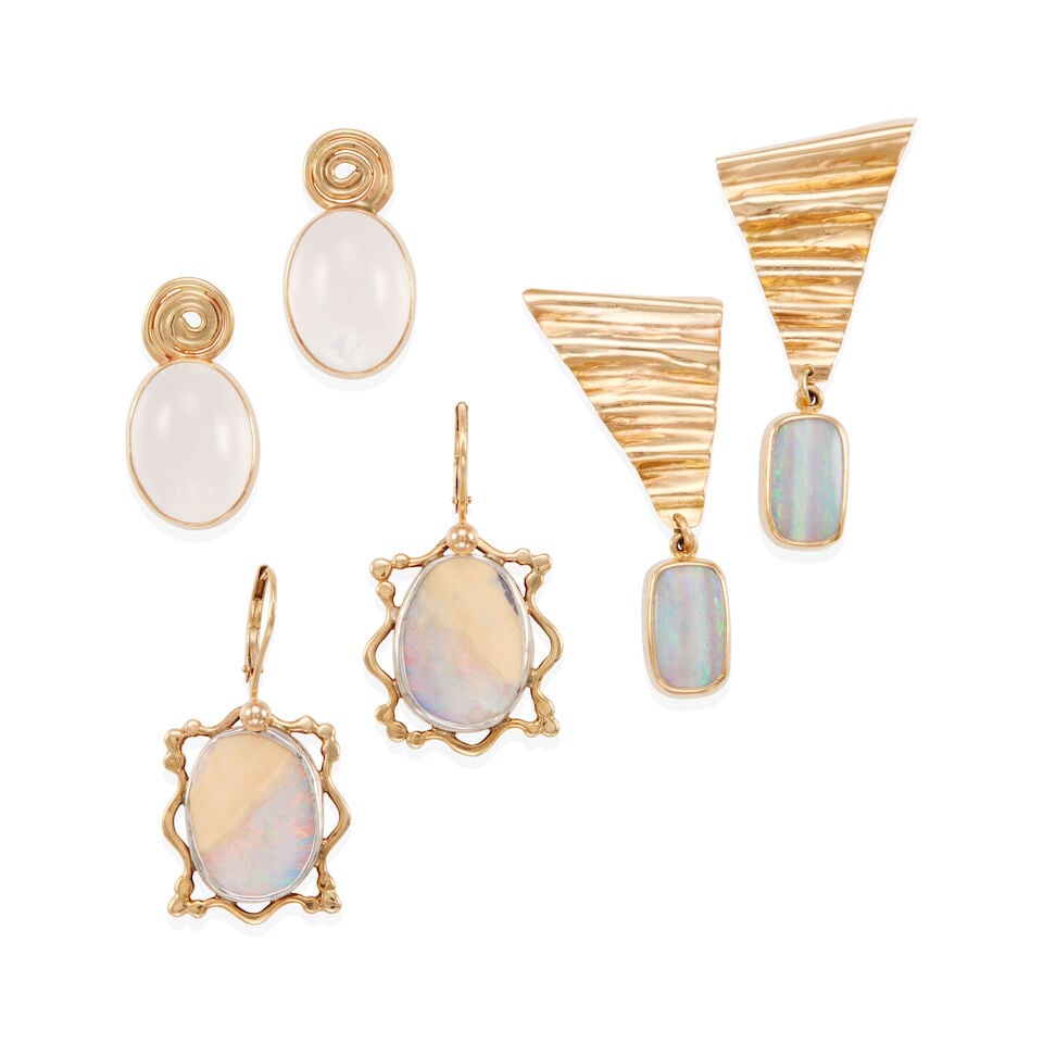 THREE PAIR OF 14K GOLD EARRINGS