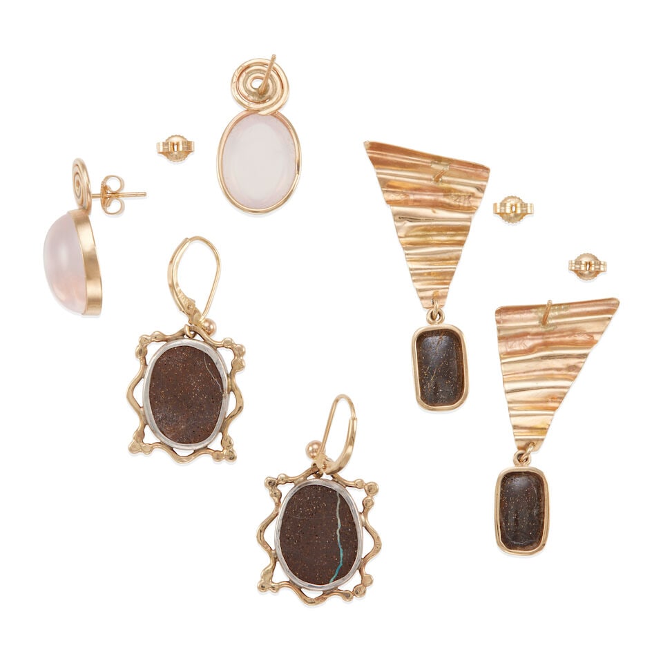 THREE PAIR OF 14K GOLD EARRINGS - 2