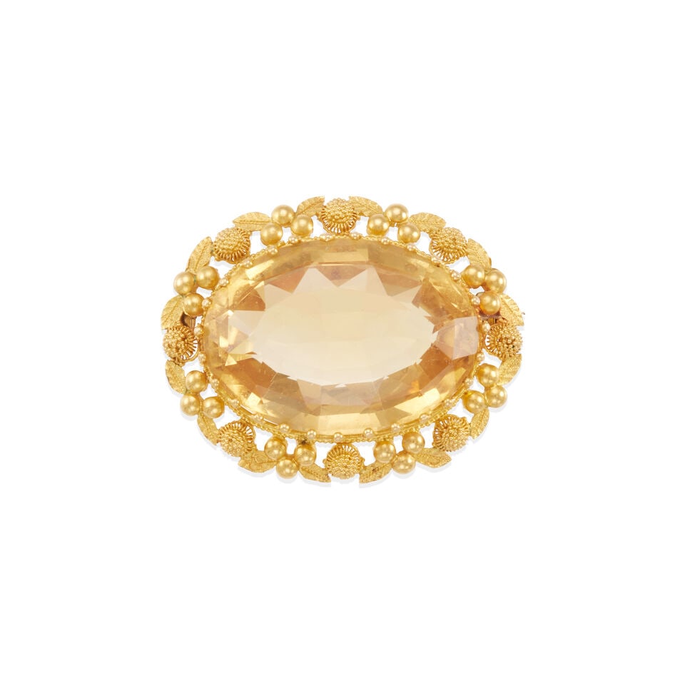 GOLD AND CITRINE BROOCH (1 of 2)